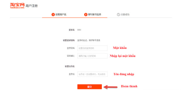 Nhập mật khẩu và tên đăng nhập