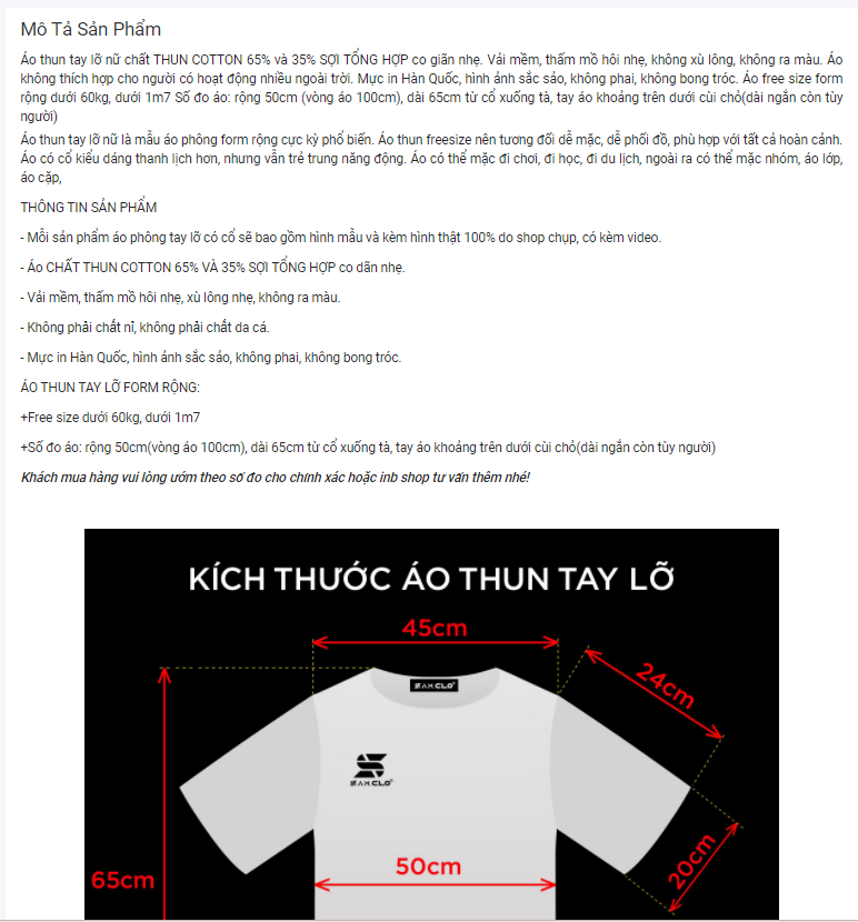 nội dung mô tả sản phẩm trên tiki