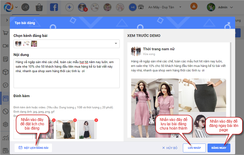 quản lý bài đăng trên facebook