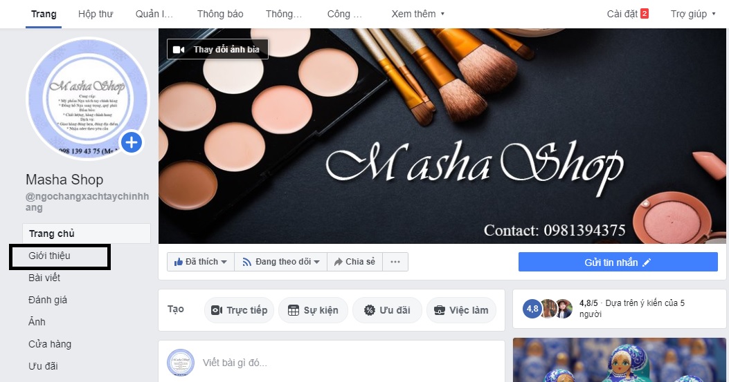 Bước 2 tạo checkin fanpage
