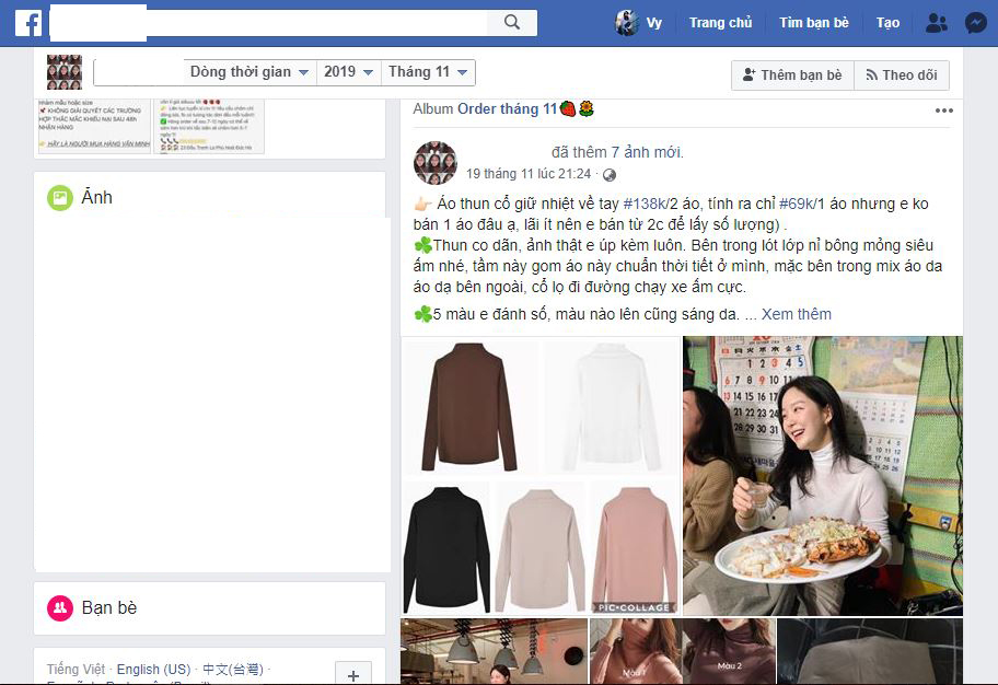 bán hàng trên tài khoản cá nhân