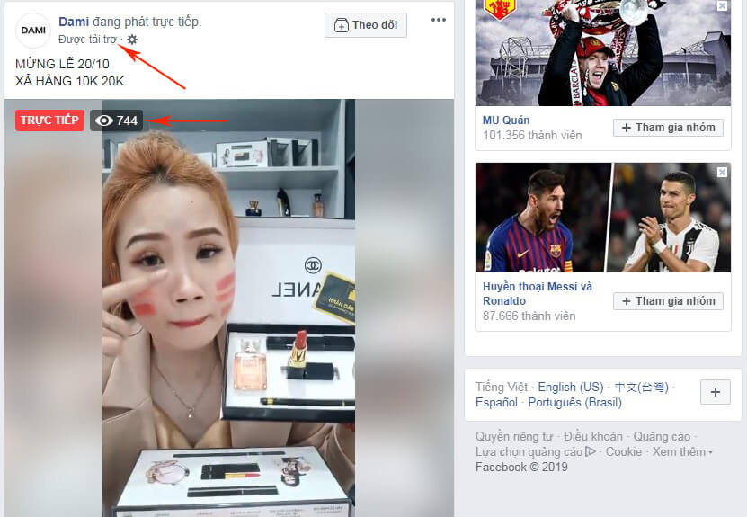 quảng cáo livestream Facebook