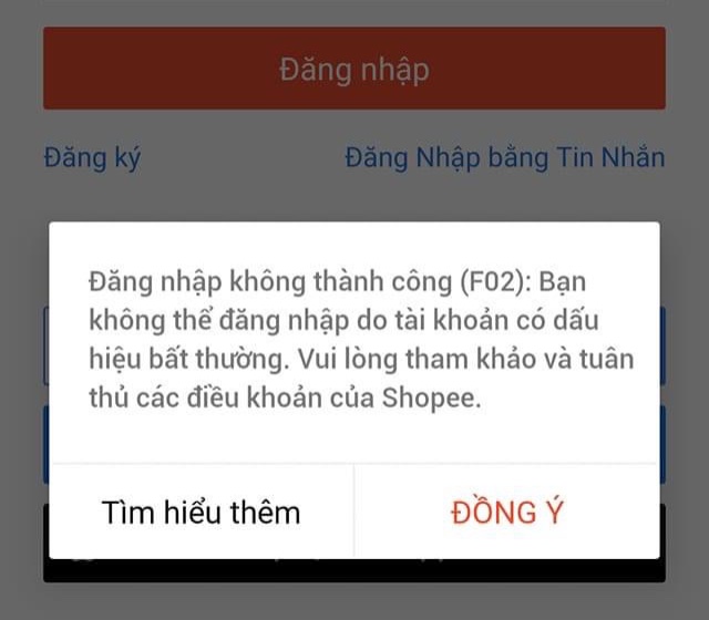 Tài khoản Shopee bị khóa