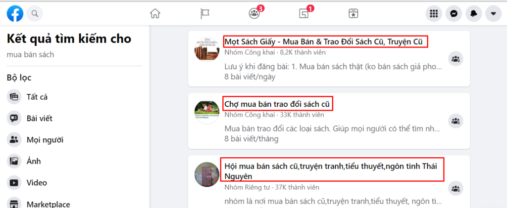 group trao đổi mua bán sách