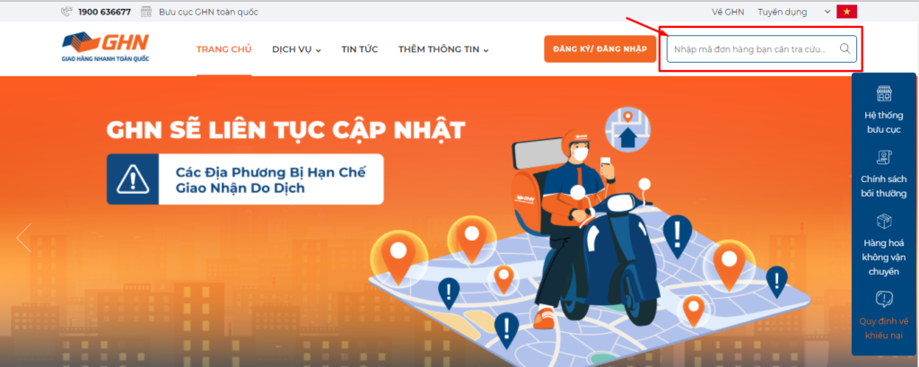 tra cứu vận đơn của Giao hàng nhanh