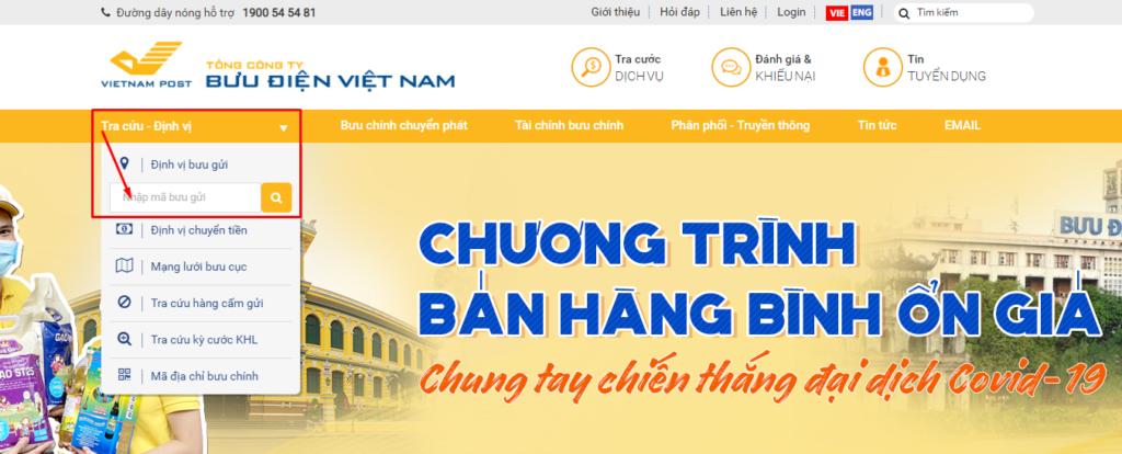 tra cứu vận đơn của VNPost