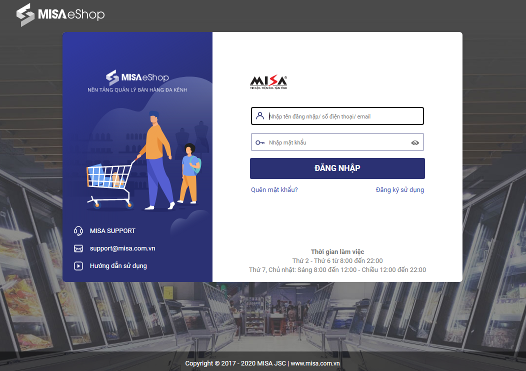 Đăng ký sử dụng misa eshop