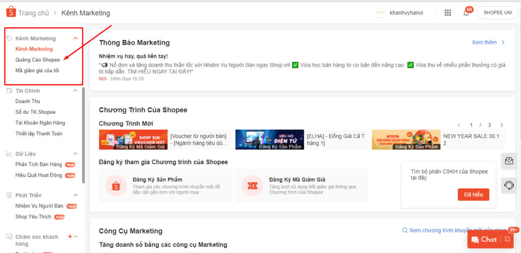 các hình thức quảng cáo Shopee