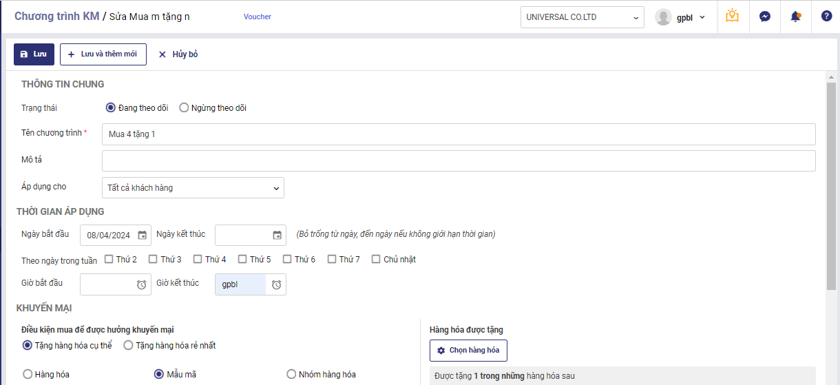 Thiết lập các chương trình khuyến mãi trên MISA eShop