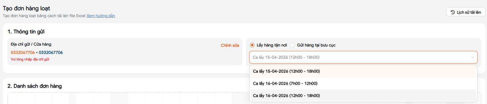 Tích chọn mục lấy hàng tận nơi
