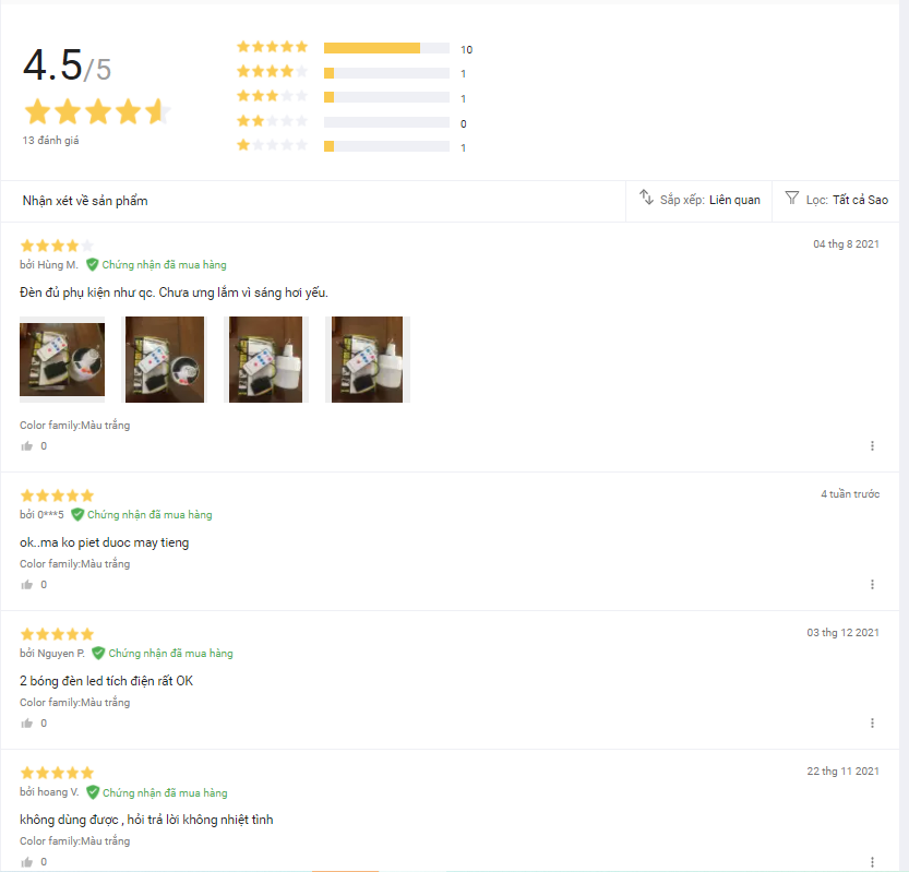 Phản hồi khách hàng trên Lazada tích cực