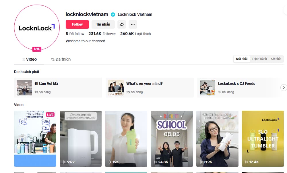 Kênh tiktok LocknLock