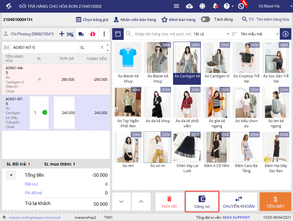 phần mềm quản lý bán hàng thời trang misa eshop