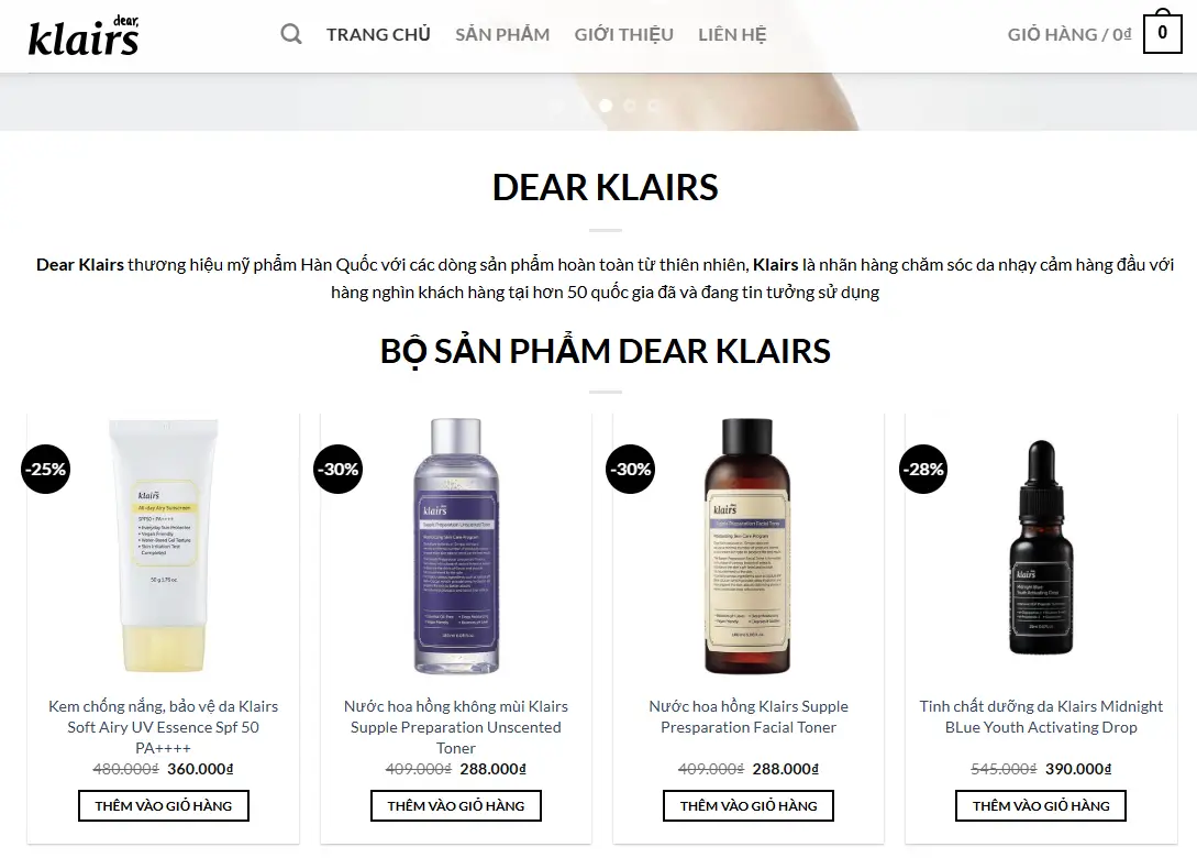 Website của Klairs