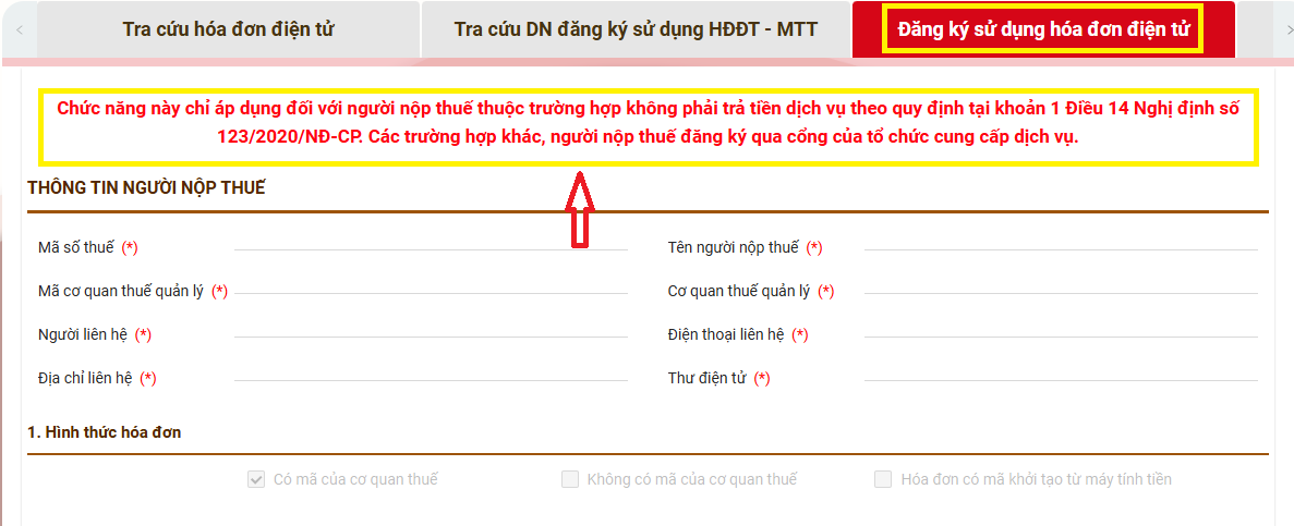 đăng kí xuất hóa đơn khởi tạo từ máy tính tiền