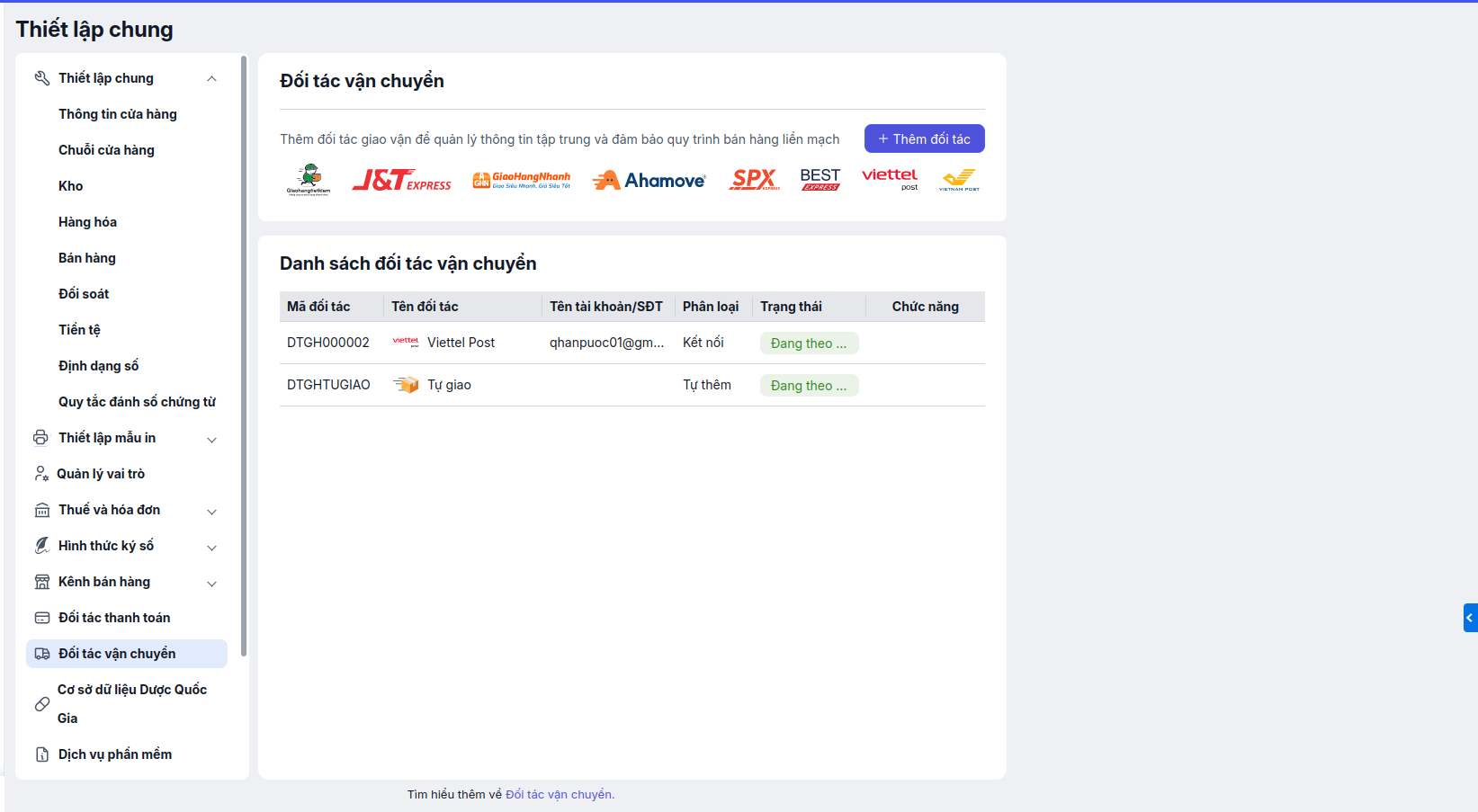 MISA eShop kết nối mượt mà các đơn vị vận chuyển
