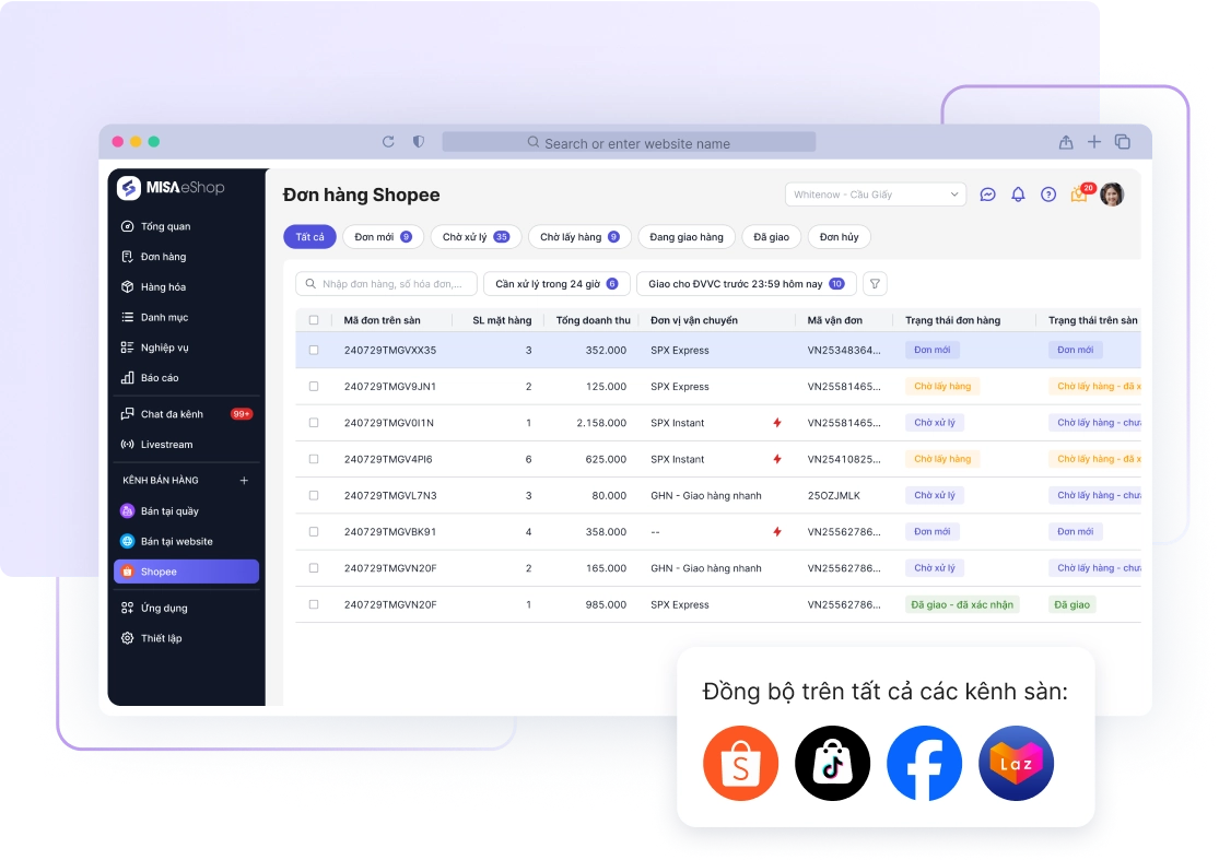 MISA eShop quản lý bán hàng đa kênh