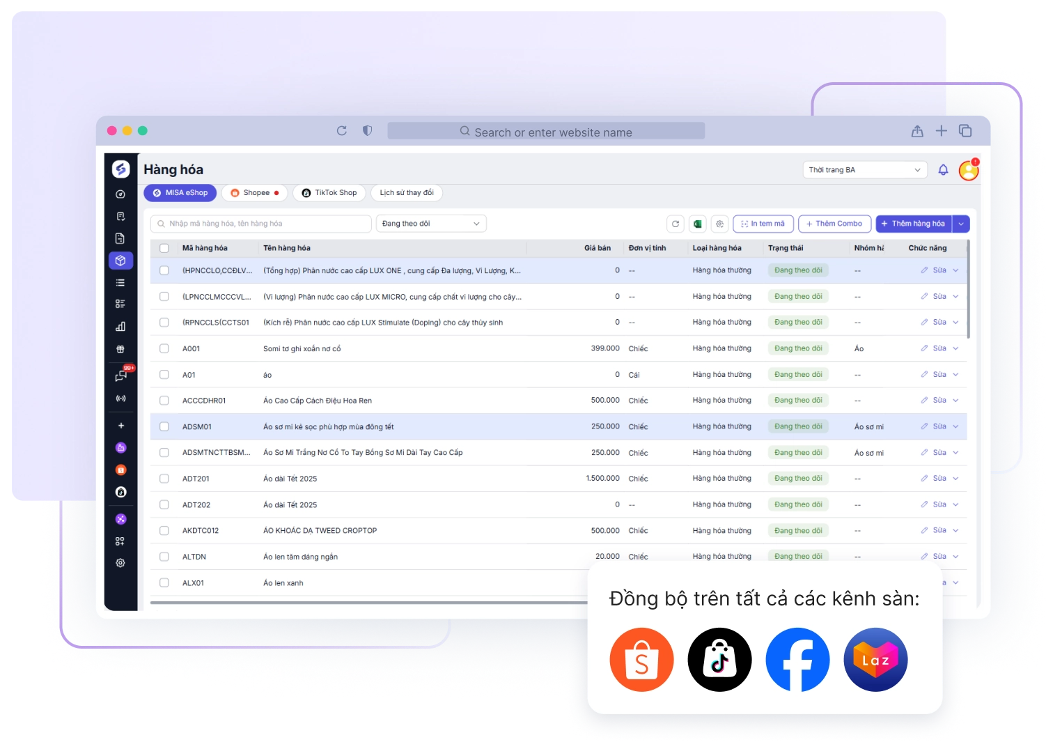 Phần mềm quảm lý kho MISA eShop