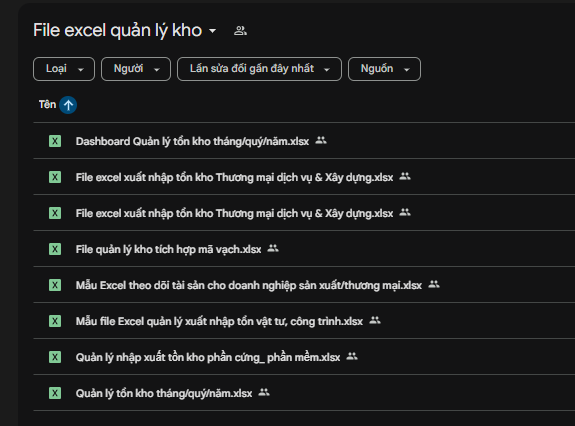 file quản lý kho bằng excel