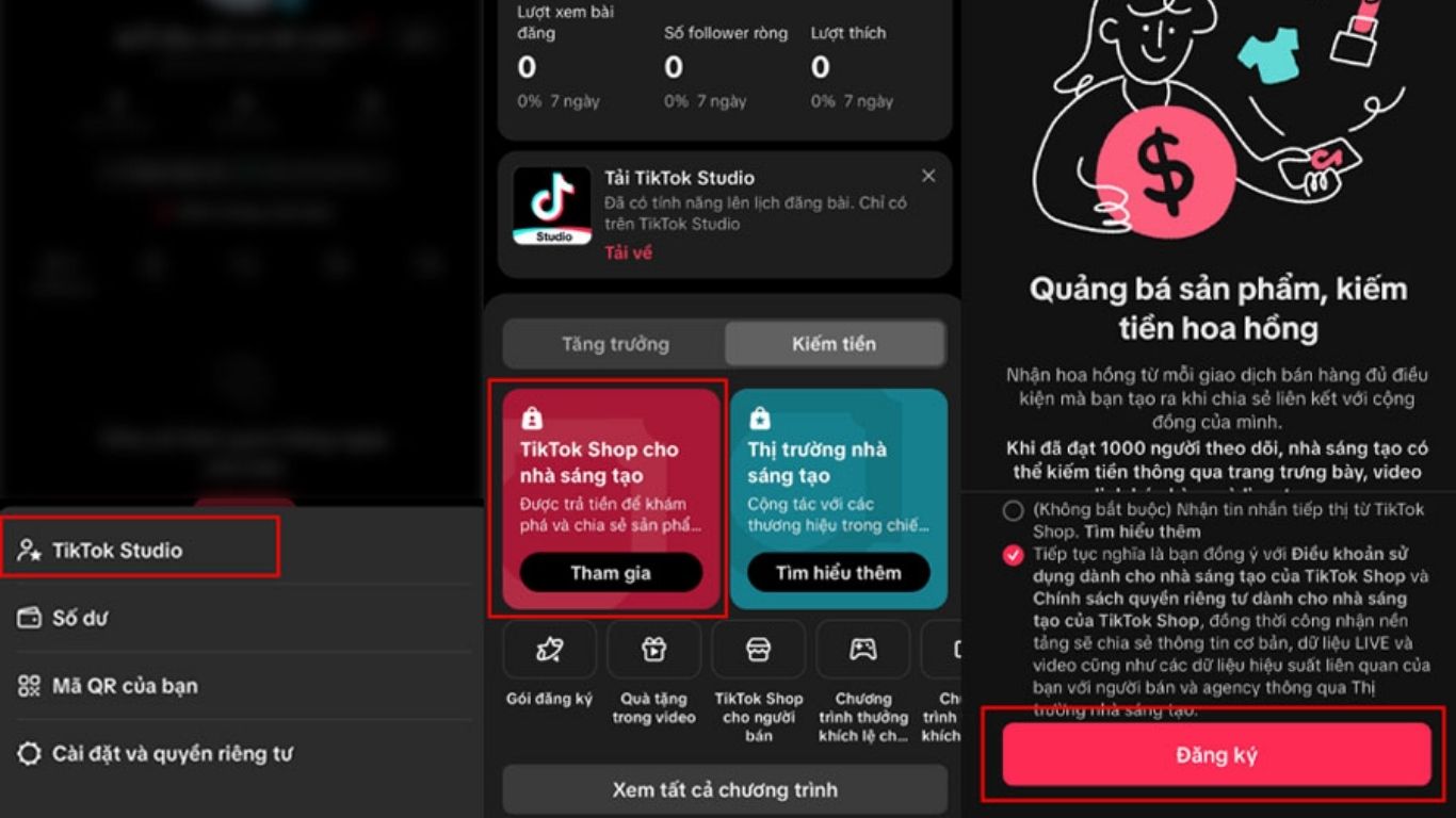 cách gắn giỏ hàng tiếp thị liên kết tiktok