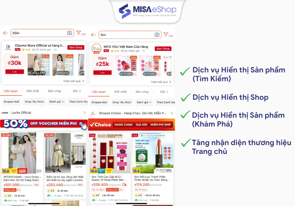 Các hình thức quảng cáo Shopee