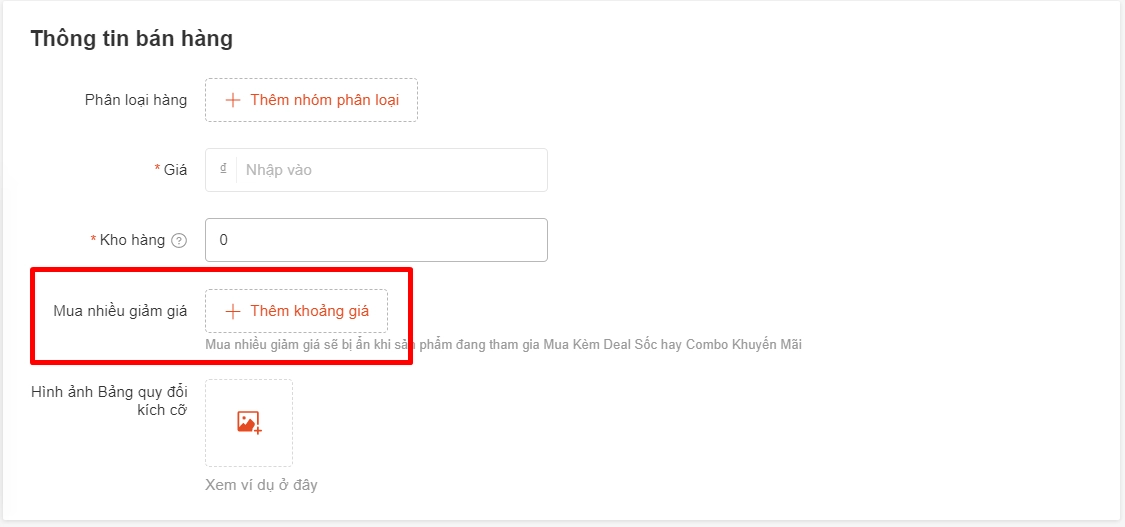 Thiết lập đăng sản phẩm trên Shopee mua nhiều giảm giá