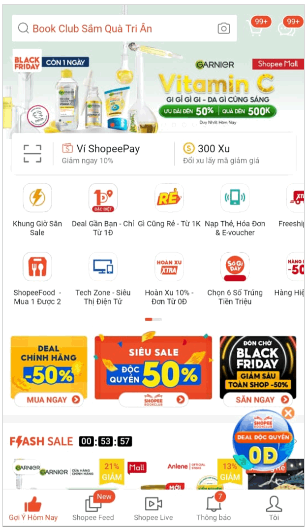 Truy cập số dư tài khoản Shopee qua ứng dụng Shopee