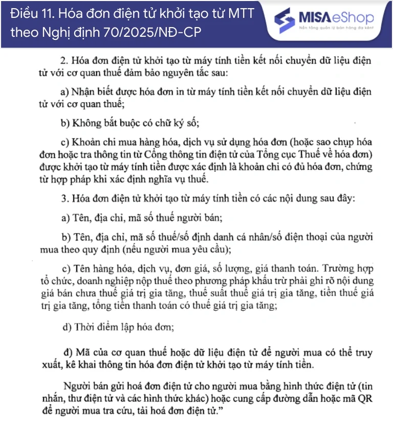 Quy định về hóa đơn điện tử khởi tạo từ máy tính tiền