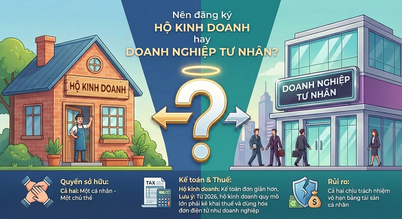 Nên đăng ký hộ kinh doanh hay doanh nghiệp tư nhân?