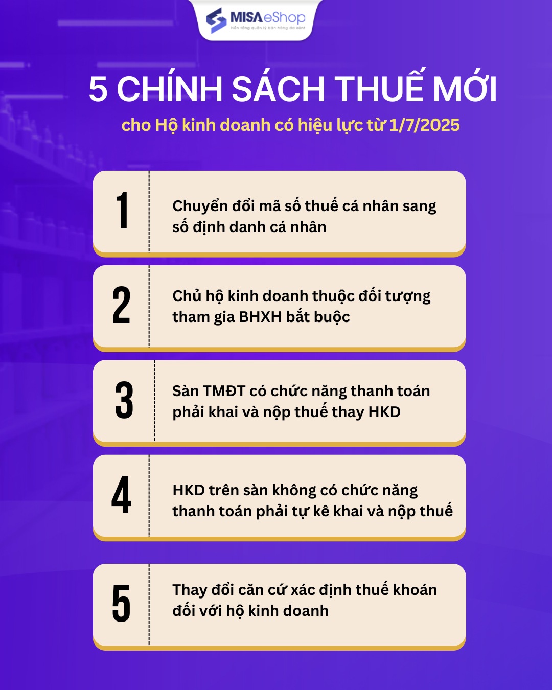 5 chính sách thuế mới 2025 cho hkd