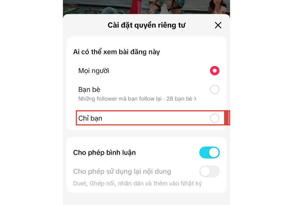 cách ẩn video trên Tiktok