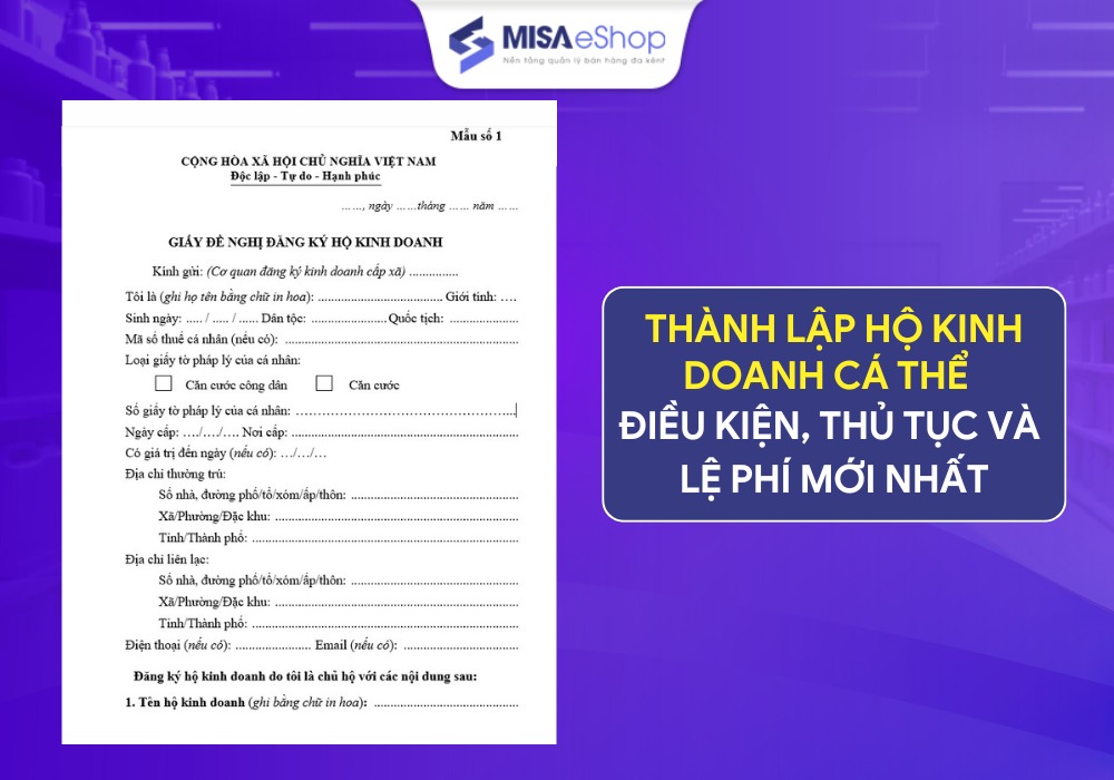 đăng kí hộ kinh doanh cá thể Thành lập hộ kinh doanh cá thể
