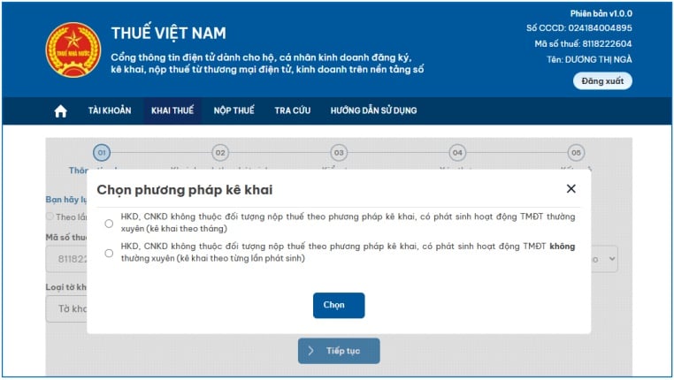 kê khai thuế sàn thương mại điện tử