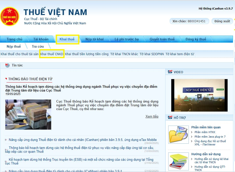 kê khai thuế điện tử qua Cổng thông tin Thuế điện tử