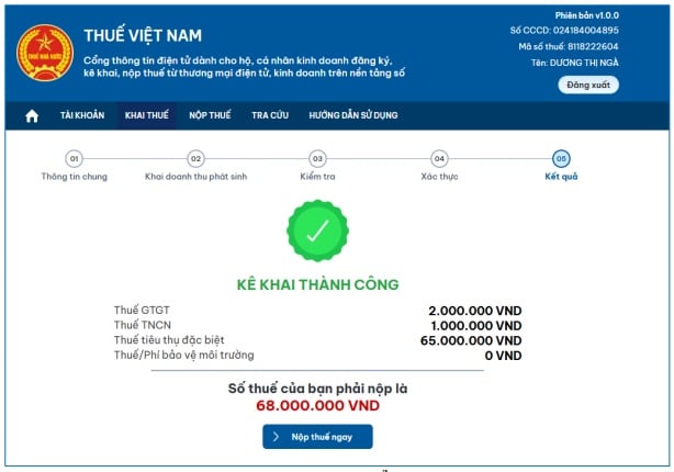kê khai thuế sàn thương mại điện tử