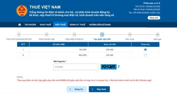 Cách nộp thuế điện tử hộ kinh doanh qua Cổng thông tin điện tử