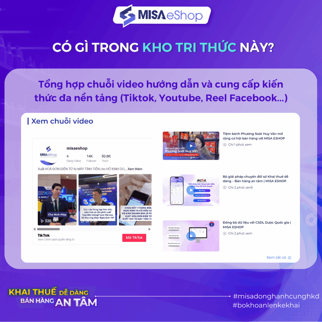 Chuỗi video hướng dẫn triển khai trực quan, dễ hiểu trên kho tri thức