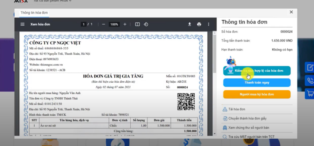 Kiểm tra tính hợp lệ hóa đơn trên meInvoice