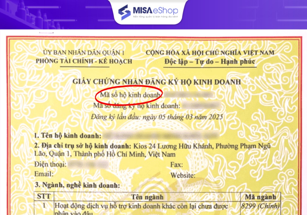 Tra cứu mã số thuế HKD trực tiếp trên Giấy chứng nhận đăng ký hộ kinh doanh