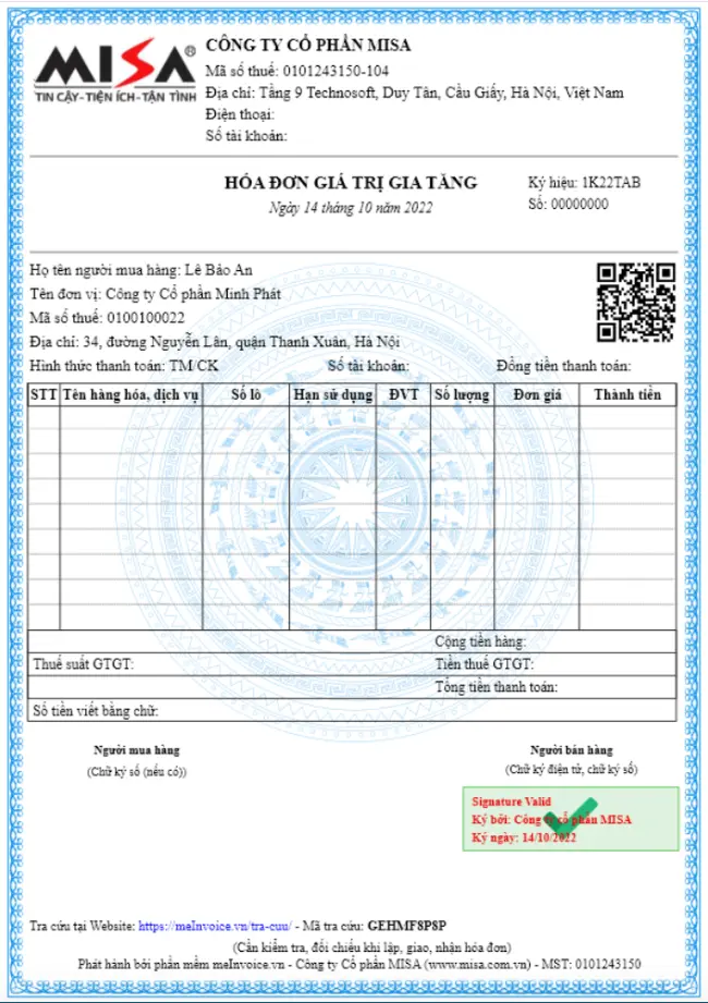 Mẫu hóa đơn lĩnh vực công nghiệp, chế biến, chế tạo