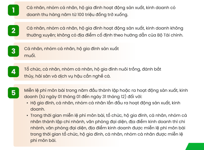 đối tượng miễn thuế hộ kinh doanh