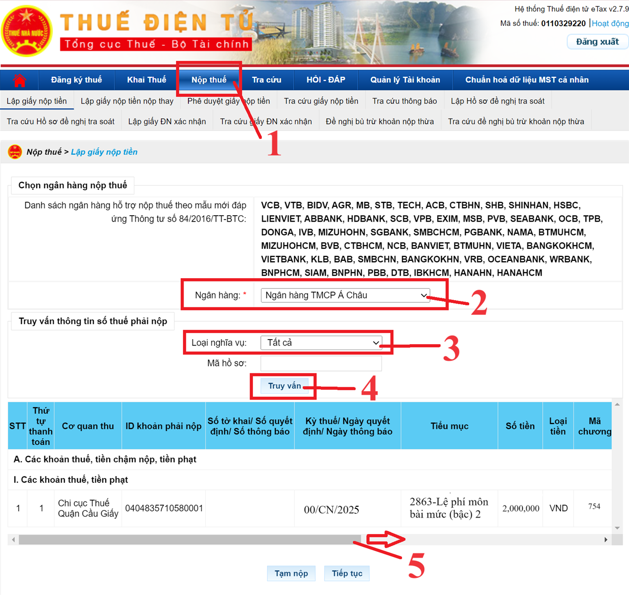 Nộp tờ khai online qua hệ thống thuế điện tử