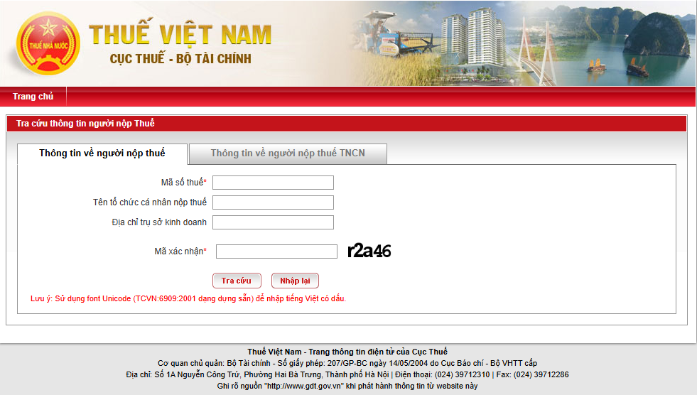 Tra cứu mã số thuế hộ kinh doanh qua Cổng thông tin Tổng cục Thuế