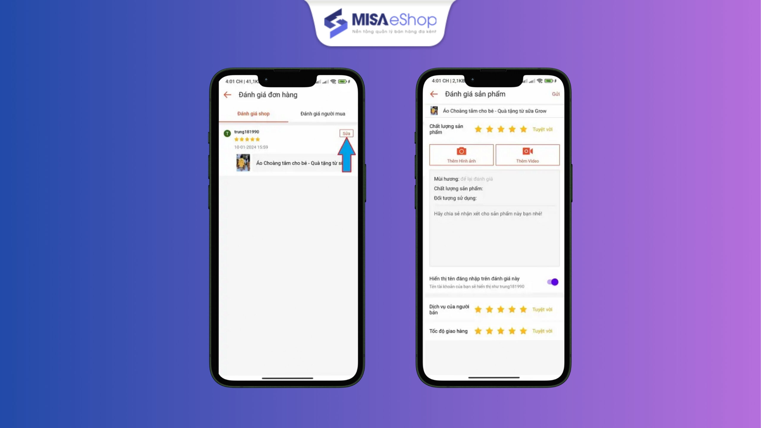 Cách sửa đánh giá Shopee B3