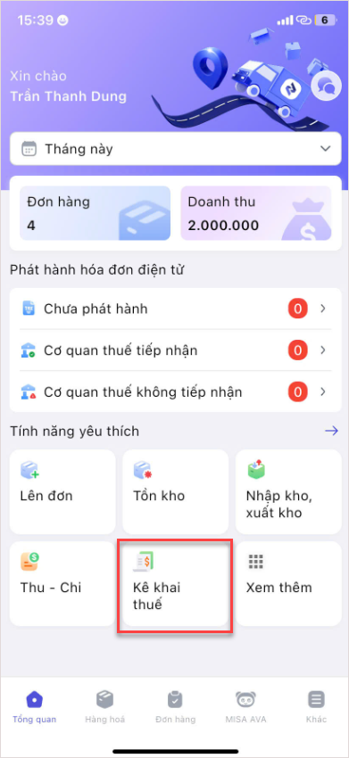 Hướng dẫn kê khai thuế trên điện thoại