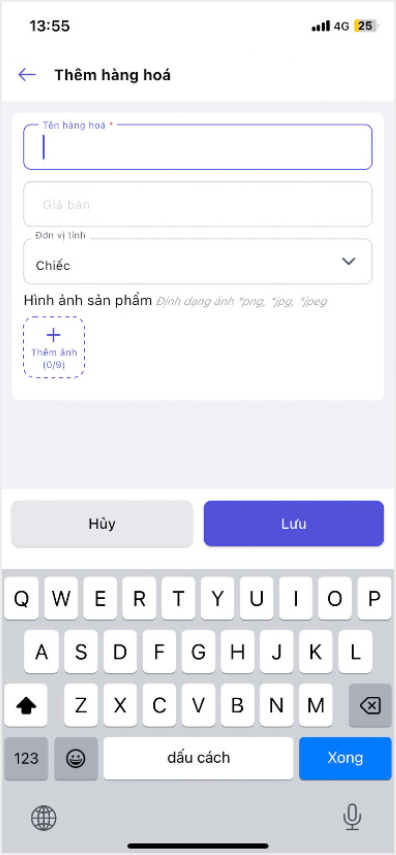 Hướng dẫn thiết lập ngành hàng kinh doanh trên điện thoại
