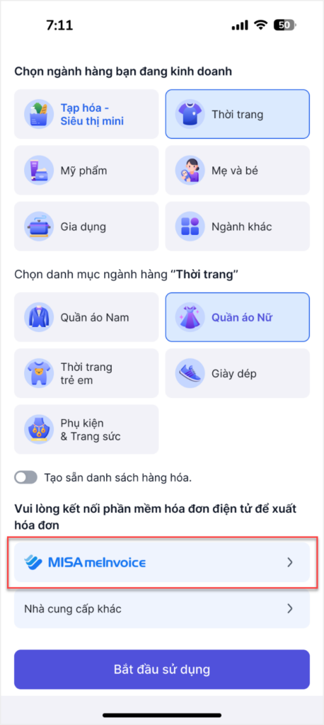 Hướng dẫn kết nối với phần mềm hóa đơn