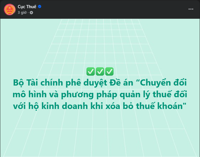 Quyết định 3389/QĐ-BTC phê duyệt Đề án “Chuyển đổi mô hình, phương pháp quản lý thuế khi bỏ thuế khoán với hộ kinh doanh”