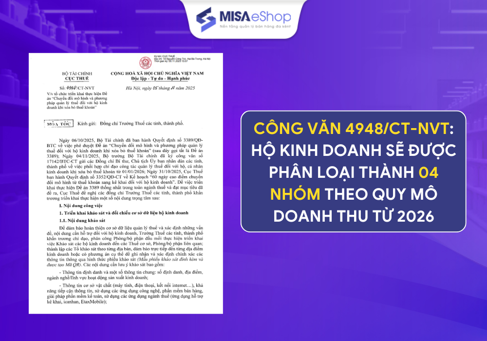 cong-van-4948-ct-nvt-ho-kinh-doanh-phan-loai-thanh-04-nhom-1 Công văn 4948/CT-NVT: Hộ kinh doanh sẽ được phân loại thành 04 nhóm theo quy mô doanh thu từ 2026