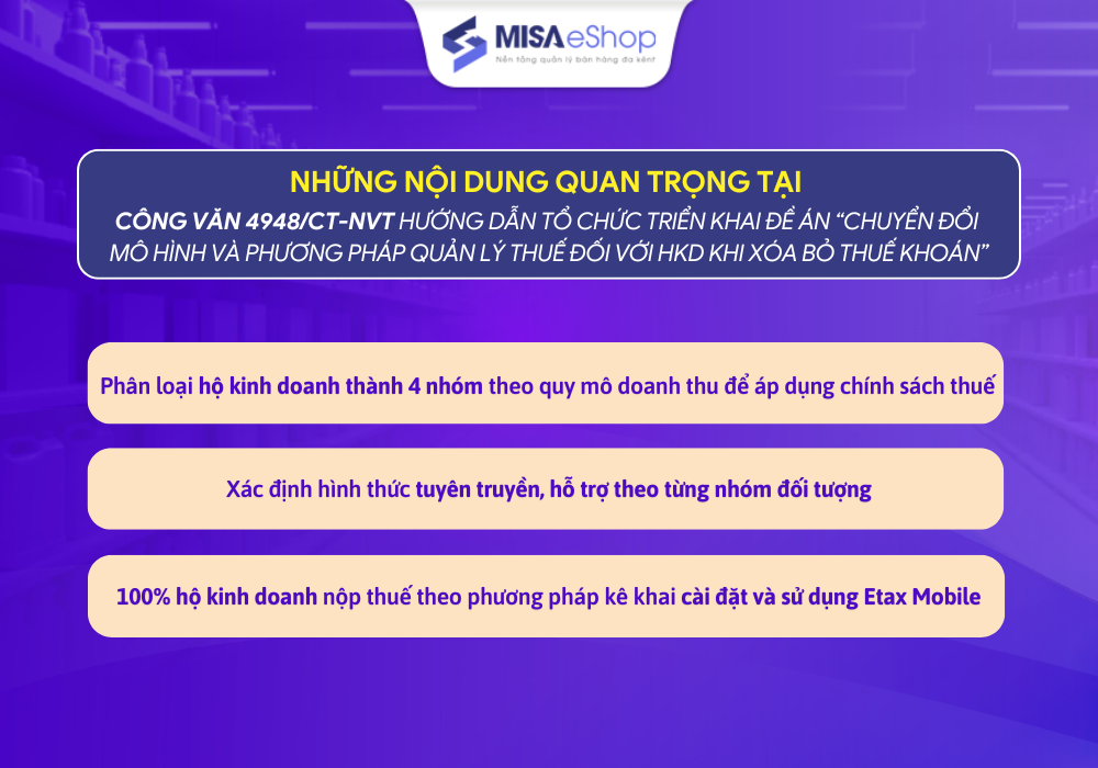 Một số nội dung đáng chú ý tại Công văn 4948/CT-NVT